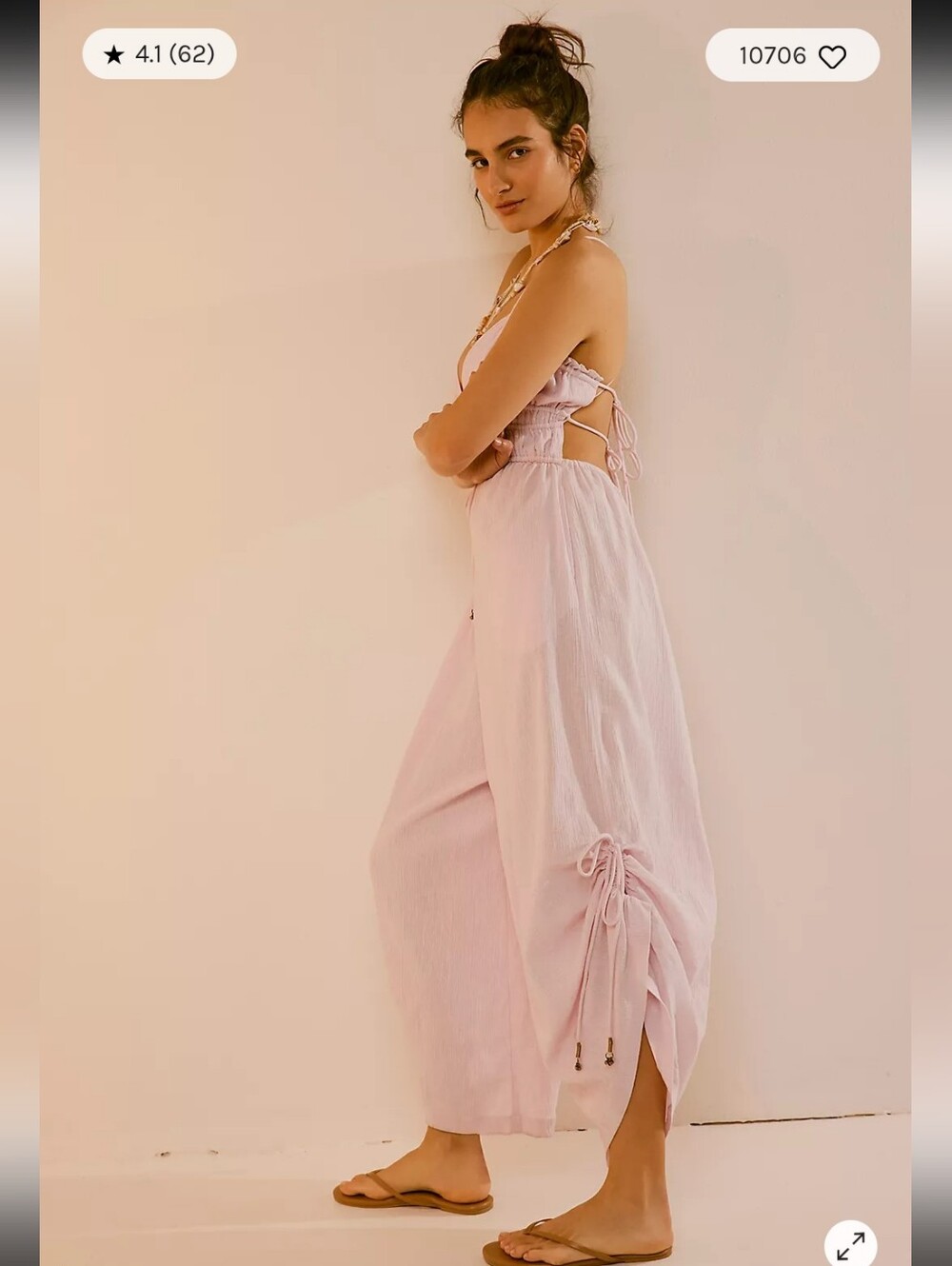 Free People Whatever You Want jumpsuit in a pale lilac pink Oversized